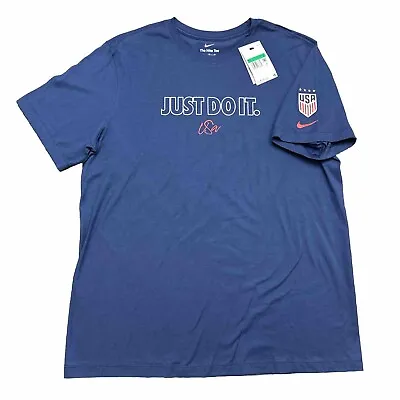 Nike X USA Soccer The Nike Tee  Just Do It' Men Blue T-Shirt FD1010-434 Size XL • $20