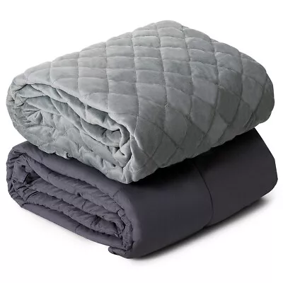 20lbs Weighted Blanket Queen/King Size 100% Cotton W/ Soft Crystal Cover Gray • $62.99