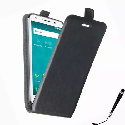 Black Leather Flip Card Wallet Case Cover For Optus X Spirit + Stylus  • $9.99