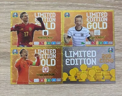 Panini Adrenalyn Xl Uefa Euro 2020 Gold Limited Edition Set 4 Cards • £7.95