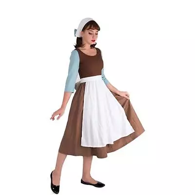 Women's Cinders Rags Peasant Costume Maid Dress Cosplay With Scarf Halloween • $39.99