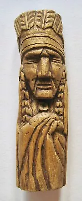 Vintage Hand Carved Wooden Indian Chief Tobacco Store Cigar Shop 9  Sculpture • $75