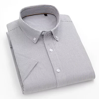 Men's Dress Shirts Short Sleeves Button Down No Iron Cotton Oxford Casual Shirts • $18.33