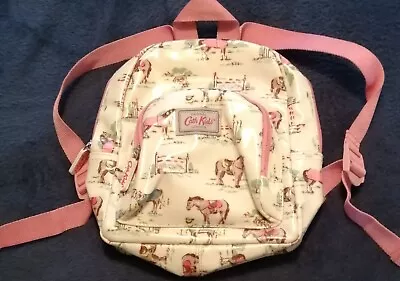 Cath Kidston Childs Small Backpack Rucksack Cream Pony Horse Pattern Pink Straps • £5