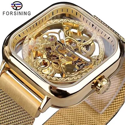 Forsining Mens Automatic Mechanical Steampunk Mesh Watch Great Gift Idea • $44