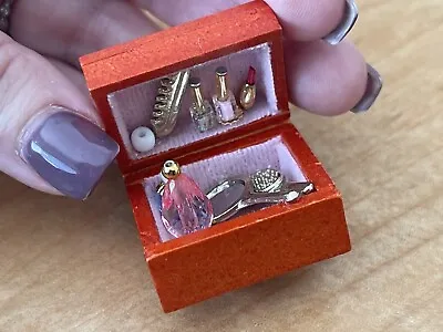 Dollhouse Red Vanity Box Perfumes Nail Polish Filled With Fun 1:12 Scale • $11.99