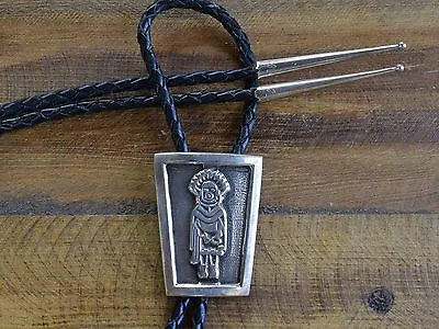 Vintage Navajo Early Morning Singer Kachina Sterling Silver Bolo Tie • $270