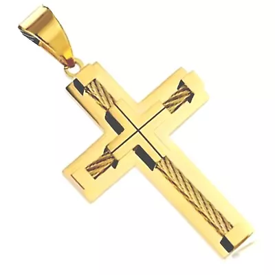 Men’s Cross Necklace Stainless Steel Large Jesus Christ Pendant /Emperor Chain • $34.99