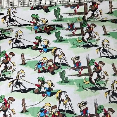 Camelot Cottons Vintage Retro Cowboys Western Flannel 100% BRUSHED COTTON Fabric • £3.75