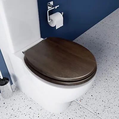 Croydex Flexi-Fix Montoro Slow Close Round Toilet Seat Moulded Wood Walnut • £44.15
