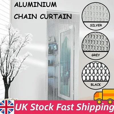 New Aluminium Door Fly Screen Metal Chain Curtain Insect Blinds 214cm X 90cm UK • £39.80