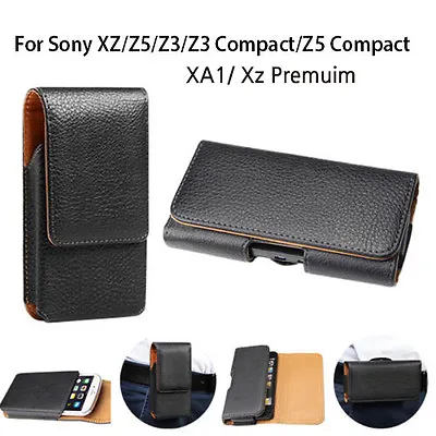 $9.99 • Buy Xperia XZ XA1 Z3 Z5 Compact PU Leather Pouch Belt Clip Case Cover For Sony