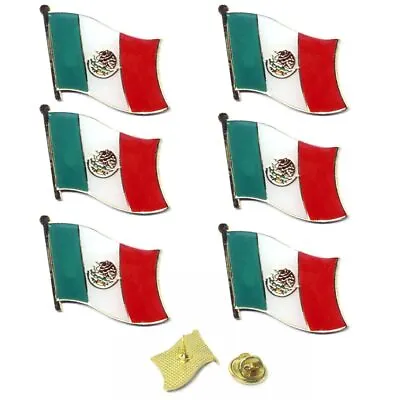 6 Pc Mexico Flag Lapel Pin Support Patriotic Enamel Badge Hat Tie Mexican Flag • $12.93