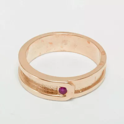 14ct Rose Gold Natural Ruby Mens Band Ring - Sizes N To Z • $1527.87