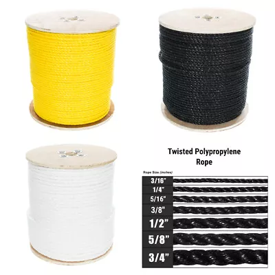 GOLBERG Polypropylene Twisted Rope 50 100 300 600 1200 Feet - MADE IN USA • $29.99