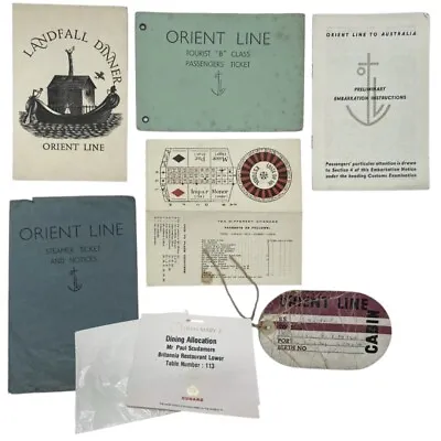 Vintage 1952 Orient Line- SS Otranto Travel Memorabilia Pack Inc Tickets Etc • £32