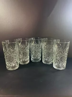 Vintage Libbey Hobstar 16oz Highball Glasses – Set Of 5 - 032024 • $34.99