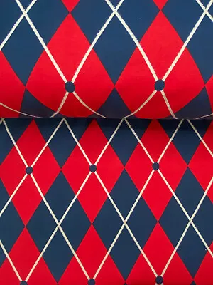 STRETCH COTTON SPANDEX JERSEY HARLEQUIN Fabric - Per Metre - 59  / 150cm Wide  • £8.99