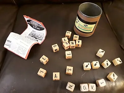 $12.99 • Buy Lowe Scribbage Game Vintage Wood 22 Cubes Alphabet Bowling Pins Letters CRAFTS
