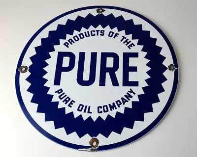 Vintage Pure Oil Co Sign - Texas Gas Service Station Pump Plate Porcelain Sign • $138.37