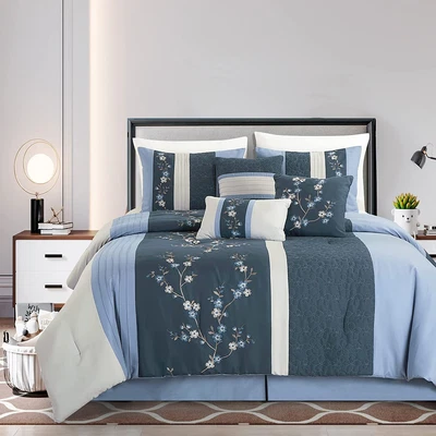 $219.69 • Buy Chezmoi Collection Ariel 7-Piece Taupe Geometric Chenille Embroidery Pleated Str