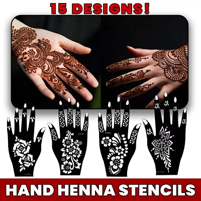 Hand Mehndi Henna Stencils Temporary Tattoos India Lace Body Art • £3.87