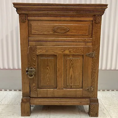 Bowen Ice Box Chest Oak Cabinet Rare Fond Du Lac Wisconsin Made 1894 Antique • $650