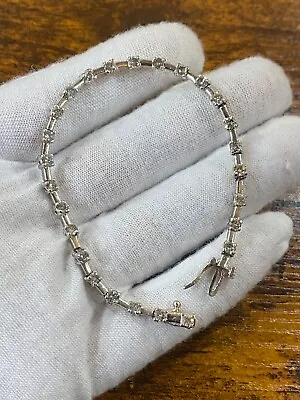 Solid 14k White Gold 2 CT Natural DIAMOND TENNIS BRACELET 11.5 Gr • $1000