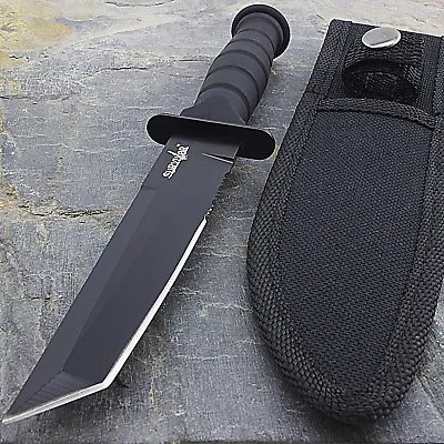 7.5  MILITARY TACTICAL TANTO COMBAT KNIFE W/ SHEATH Survival Hunting Fixed Blade • $8.95