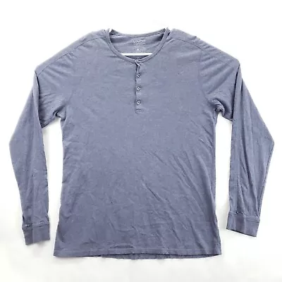 Vince Henley Shirt Mens Large Washed Indigo 100% Pima Cotton Double-Layer *flaw • $23.45