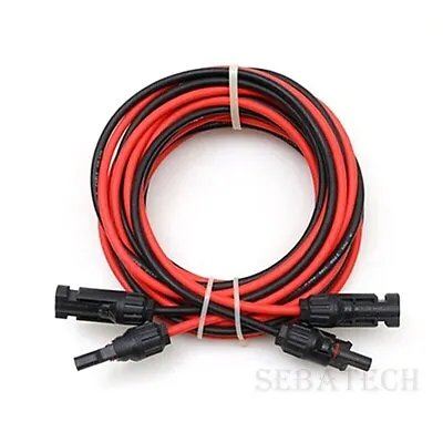 10 AWG Black Red Solar Panel Extension Cable Silicone Flexible Wire Connectors • $14.99