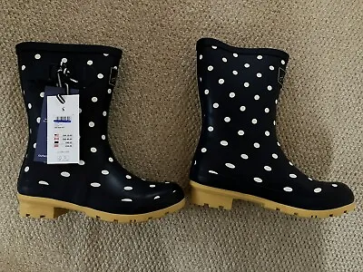 £19.99 • Buy Joules Wellies Size 5 Molly Navy Spotty