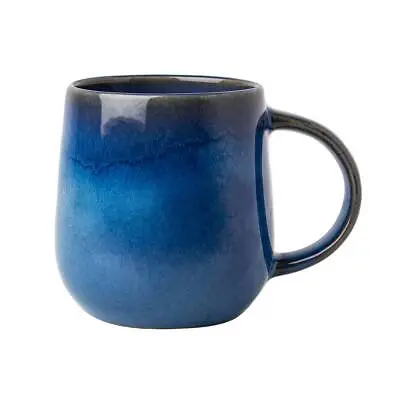 350ml Stoneware Reactive Glazed Blue Gloss Mug Coffee Tea Cup Mottled Speckled • £7.95