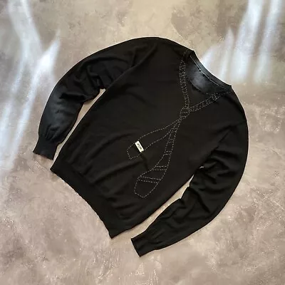 Vintage Moschino Big Logo Y2K Black Sweater Size Mens M • $45