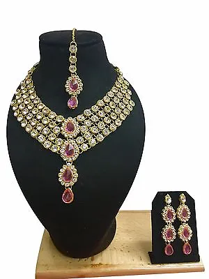 Indian Ethnic Style Bollywood Gold Plated Wedding Fashion Jewelry Necklace Set • $19.99