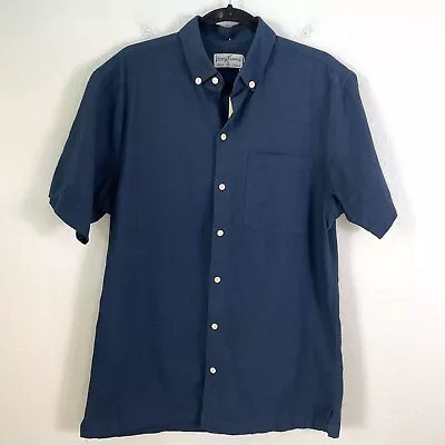 NEW $88 KENNY FLOWERS Mens Medium Navy Organic Cotton Hemp Blend Shirt • $49.99