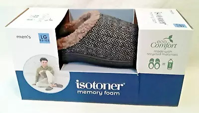 Isotoner Men's Memory Foam Eco Comfort Slippers Large 9.5-10.5 Ash/Grey NEW • $9.99