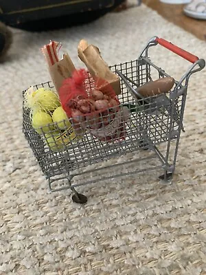 Vintage Dollhouse Miniature Grocery Shopping Cart! Comes With Groceries! • $26