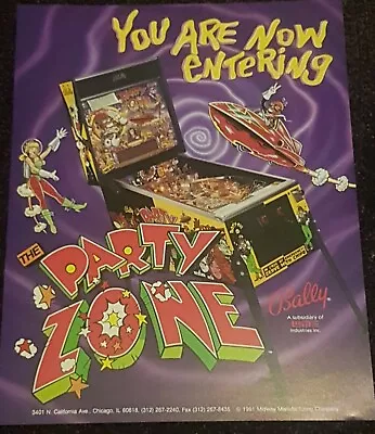 Bally Party Zone Pinball ORIGINAL Promotional Advertising Flyer • $12