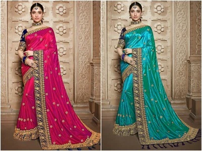 £23.79 • Buy Saree Indian New Bollywood Designer Pakistani Party Wear Wedding Fancy Sari ZF