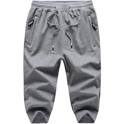 Men's 3/4 Length Capri Pants Jogger Athletic Casual Gym Workout Running Shorts • $29.98