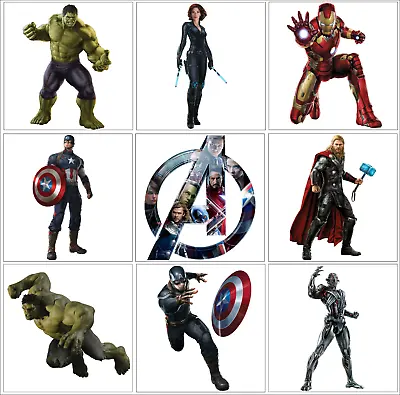 £4.49 • Buy 9 Marvel Avenger Figures Digital Vinyl Wall Sticker Logo Hulk Widow 10cm - 170cm