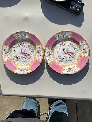 2   7-3/4’ Vintage Minton Pink Cockatrice Salad Plates • $100