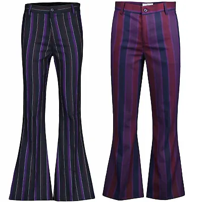 NEW MENS RETRO 60S MOD STRIPED FLARED TROUSERS OFFBEAT Bell Bottom Flares MC1014 • £54.50