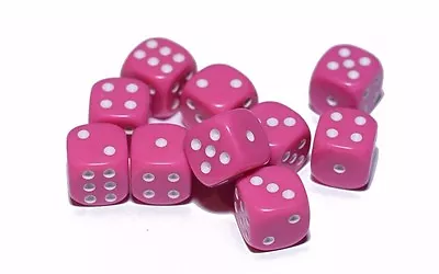 10 Pink Opaque Dice Set 16mm 6-Sided RPG Magic D&D Unique With White Pips Roller • $5.99