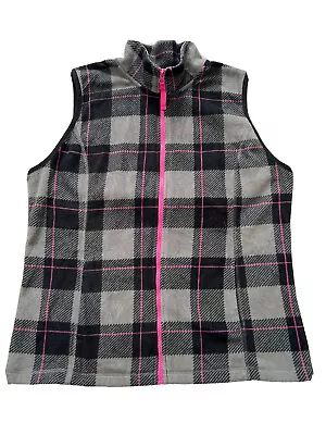 Made For Life Vest Womens Sz Large Gray & Black Plaid Full Zip Pockets • $15.95