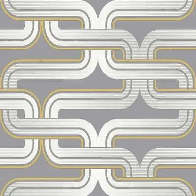 £10.89 • Buy Arthouse Retro Grey Yellow Link Chain 60s 70s Vintage Effect Wallpaper 902405