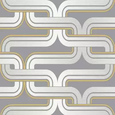 Arthouse Retro Grey Yellow Link Chain 60s 70s Vintage Effect Wallpaper 902405 • £10.89