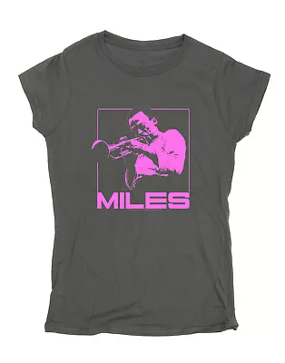 Miles Davis Pink Square Charcoal Official Tee T-Shirt Womens Girls • £22.21