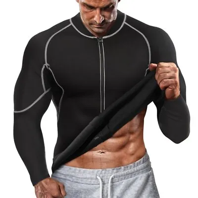 $34.99 • Buy Men Exercise Sweat Hot Shirt Sauna Sweat Suit Gym Core Muscle Training Shaper